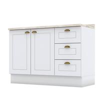 Balcão de Cozinha 120 cm Americana Branco com Tampo Calcare Henn Balcão de Cozinha 120 cm Americana Branco com Tampo Calcare Henn