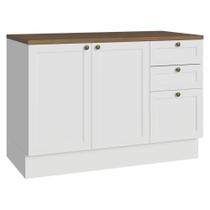 Balcão De Cozinha 120 Cm Branco Tampo Rustic Vik Madesa