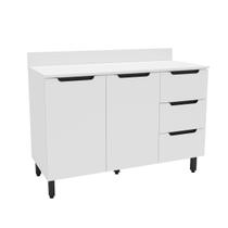 Balcão de Cozinha 120 Cm Meena 2 Portas 3 Gavetas Branco - Politorno