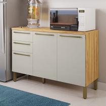 Balcão de Cozinha 120 Cm Napoli 3 Portas 2 Gavetas 100% Mdf Amêndoa/Off White - Rio Doce