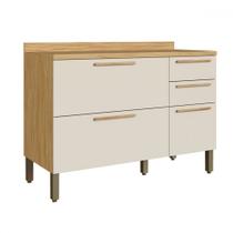 Balcão de Cozinha 120 Cm Riesling 3 Portas 2 Gavetas 100% Mdf Amêndoa/Off White - Rio Doce Balcão de Cozinha 120 Cm Riesling 3 Portas 2 Gavetas 100% Mdf Amêndoa/Off White - Rio Doce