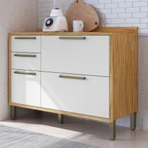 Balcão de Cozinha 120 Cm Syrah 2 Portas 3 Gavetas 100% Mdf Amêndoa/Branco - Rio Doce Balcão de Cozinha 120 Cm Syrah 2 Portas 3 Gavetas 100% Mdf Amêndoa/Branco - Rio Doce