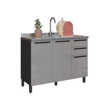 Balcão de Cozinha 1,20cm 2 Portas 3 Gavetas Diamante Cinza/Chumbo/Titânio Balcão de Cozinha 1,20cm 2 Portas 3 Gavetas Diamante Cinza/Chumbo/Titânio