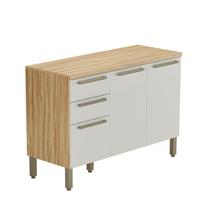 Balcão de Cozinha 120cm com 3 Portas 2 Gavetas e Tampo 100% MDF Itália Espresso Móveis Bege/Amêndoa/Off White
