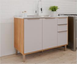 Balcão de Cozinha 120cm Divina Celeste 100% MDF 2 Portas 2 Gavetas Cinamomo/Off White MGM Moveis Balcão de Cozinha 120cm Divina Celeste 100% MDF 2 Portas 2 Gavetas Cinamomo/Off White MGM Moveis