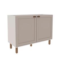 Balcão de Cozinha 120cm Iluminata 100% Mdf 2 Portas Branco/Fendi - Genialflex