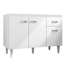 Balcão de Cozinha 120cm King 3 Portas C/ Tampo Branco/Preto Flex Balcão de Cozinha 120cm King 3 Portas C/ Tampo Branco/Preto Flex