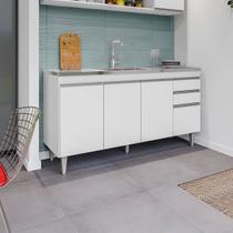 Balcão de Cozinha 150 cm 4 Portas 2 Gavetas SEM Tampo Ayla Branco