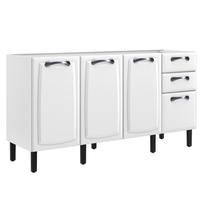 Balcão de Cozinha 160cm Aço 4 Portas 2 Gavetas Armário Modular Organizador Compacto Branco