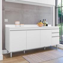 Balcão de Cozinha 180 cm 4 Portas 2 Gavetas com Tampo Agatha Branco
