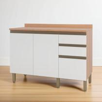 Balção de Cozinha 2 Portas 3 Gavetas Freijo/Branco Macadâmia Telasul