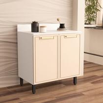 Balcão de Cozinha 2 Portas 80cm x 92,5cm x 52cm Bege/Branco/Creme
