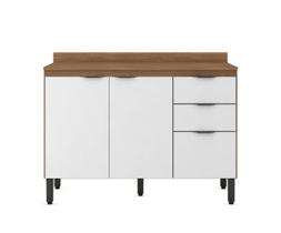 Balcão de Cozinha 3 Portas 120 cm Firenze Amêndola Touch Branco 93241 Demóbile