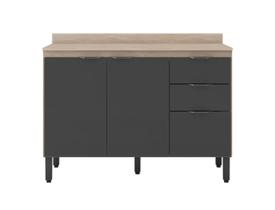 Balcão de Cozinha 3 Portas 120 cm Firenze Avena Touch Grafito 93241 Demóbile