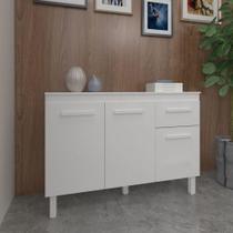 Balcão De Cozinha 3 Portas 2 Gavetas Armário Multiuso Vivian Branco