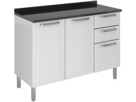 Balcão de Cozinha 3 Portas 2 Gavetas Itatiaia Tarsila de Aço 120cm Branco
