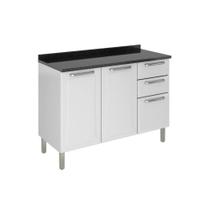 Balcão de Cozinha 3 Portas 2 Gavetas Itatiaia Tarsila de Aço 120cm Branco