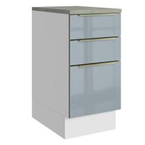 Balcão de Cozinha 40 cm 3 Gavetas Branco/Cinza Lux Madesa