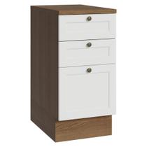 Balcão de Cozinha 40 cm 3 Gavetas Rustic/Branco Vik Madesa