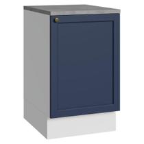 Balcão De Cozinha 50cm 1 Porta Branco/azul Vik Madesa Branco/azul Balcão De Cozinha 50cm 1 Porta Branco/azul Vik Madesa Branco/azul