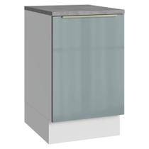 Balcão de Cozinha 50cm 1 Porta (Com Tampo) Branco/Cinza Lux Madesa