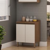 Balcão De Cozinha 70 cm 2 Portas Conecta Ébano/Branco