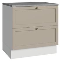 Balcão de Cozinha 80 cm 2 Gavetas Branco/Crema Vik Madesa Balcão de Cozinha 80 cm 2 Gavetas Branco/Crema Vik Madesa