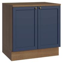 Balcão de Cozinha 80 cm 2 Portas Rustic/Azul Vik Madesa Balcão de Cozinha 80 cm 2 Portas Rustic/Azul Vik Madesa