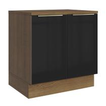 Balcão De Cozinha 80 Cm 2 Portas Rustic/preto Lux Madesa Rustic/preto Balcão De Cozinha 80 Cm 2 Portas Rustic/preto Lux Madesa Rustic/preto