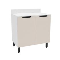 Balcão de Cozinha 80 Cm Meena 2 Portas Branco/Creme - Politorno