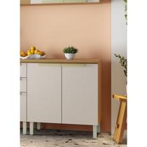 Balcão de Cozinha 80cm 2 Portas em Mdf com Tampo New Porto Freijó/Off White