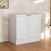Balcão de Cozinha 80cm 2 Portas sem Tampo Unna Yescasa Branco