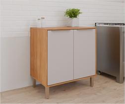 Balcão de Cozinha 80cm Divina Celeste 100% MDF 2 Portas Cinamomo Off White MGM Moveis