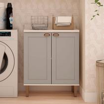 Balcão de Cozinha 80cm Iluminata 100% Mdf 2 Portas Branco/Fendi - Genialflex Balcão de Cozinha 80cm Iluminata 100% Mdf 2 Portas Branco/Fendi - Genialflex