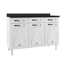 Balcão de Cozinha Aço com Tampo Star New 3 Portas 3 Gavetas Branco - Telasul