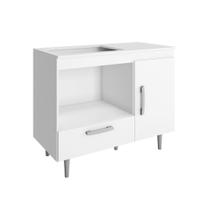 Balcão de Cozinha Alecrim 1 Porta e 1 Gaveta para Cooktop 4 Bocas Poliman Moveis