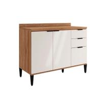 Balcão de Cozinha Alpha 2506 3 Portas e 2 Gavetas s/Tampo 120cm Freijo/Off White - Carraro Balcão de Cozinha Alpha 2506 3 Portas e 2 Gavetas s/Tampo 120cm Freijo/Off White - Carraro