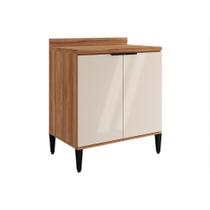 Balcão de Cozinha Alpha 2507 2 Portas c/ Tampo 80cm Freijo/Off White - Carraro Balcão de Cozinha Alpha 2507 2 Portas c/ Tampo 80cm Freijo/Off White - Carraro