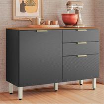 Balcão de Cozinha Ambiente Alba 120cm Amêndola Grafito Prime TX com Tampo - Demóbile Balcão de Cozinha Ambiente Alba 120cm Amêndola Grafito Prime TX com Tampo - Demóbile