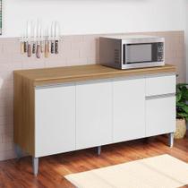Balcão De Cozinha Ambiente Tatiane Com Tampo 145cm Amêndoa Branco - Ajl Balcão De Cozinha Ambiente Tatiane Com Tampo 145cm Amêndoa Branco - Ajl