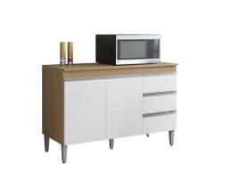 Balcão de Cozinha Andréia 120cm Amêndoa/Branco + Tampo - AJL Móveis