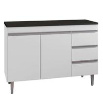 Balcão de Cozinha Andréia Branco com Tampo 100 cm Preto Fosco AJL Balcão de Cozinha Andréia Branco com Tampo 100 cm Preto Fosco AJL