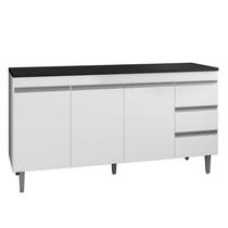 Balcão de Cozinha Andréia Branco com Tampo 150 cm Preto Fosco AJL