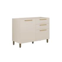 Balcão de Cozinha Atena c/ 1 Porta e 3 Gavetas s/ Tampo 120cm Off White - Linea Brasil