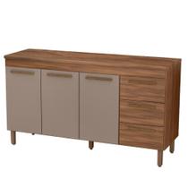Balcão de Cozinha Atenas com Tampo 3 Portas 3 Gavetas 158 cm