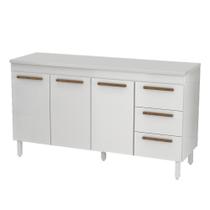 Balcão de Cozinha Atenas com Tampo 3 Portas 3 Gavetas 158 cm