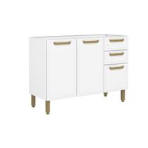 Balcão de Cozinha Bella c/ 3 Portas e 2 Gavetas s/ Tampo 120cm Branco - Bertolini Balcão de Cozinha Bella c/ 3 Portas e 2 Gavetas s/ Tampo 120cm Branco - Bertolini
