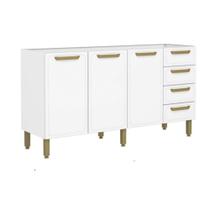 Balcão de Cozinha Bella c/ 3 Portas e 4 Gavetas s/ Tampo 160cm Branco - Bertolini Balcão de Cozinha Bella c/ 3 Portas e 4 Gavetas s/ Tampo 160cm Branco - Bertolini