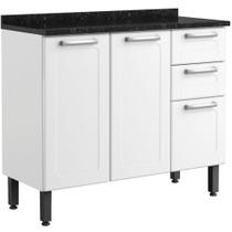 Balcão de cozinha Bertolini Múltipla 03 portas e 02 gavetas em aço - Branco