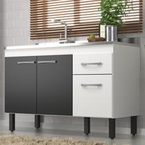 Balcão de Cozinha Branco/Preto Monaco 2 Portas e 2 Gavetas Balcão de Cozinha Branco/Preto Monaco 2 Portas e 2 Gavetas